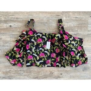 NWT MILLY Calla Lily Cold-Shoulder Silk Blouse